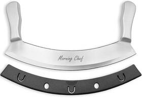 Morning Chef 197644727339 12 Inch Stainless Steel Mezzaluna Knife Pizza Cutter Chopper Dic