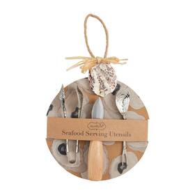 Mud Pie 718540898468 Seafood Serving Utensils 5 3/4 Inch Tan Durable Tools For Crab Lobster