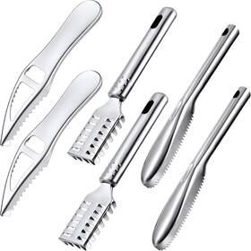 Mudder 313047156167 6 Pieces Fish Scaler Remover Brush Stainless Steel Sawtooth Scarper Remov