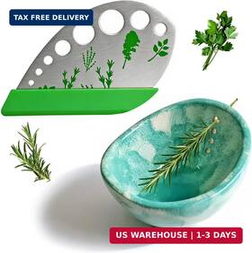 Mupurinuo 786354749146 Herb Stripper 9-hole Stainless Steel Peeler And 5-hole Bowl - Cerami