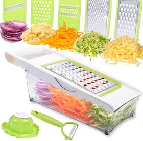 Rux039 Nacolus Cheese Grater With Container 5 In 1 Mandoline Slicer For Kitchen Multi Green