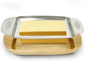 Namre 705353111808 Butter Slicer With Wooden Tray - Food Grade 18/8 Precision Stainless Steel