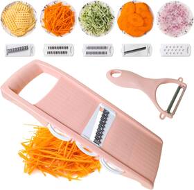 Qiesiqi-2fen Nbguigdstr Mandoline Slicer For Kitchen 7-in-1 Food Pink
