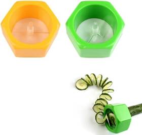 Nm-075 Nentment 2 Pack Zucchini Spiralizer Cucumber Spiral Slicer Screw Nut Type Green Yellow