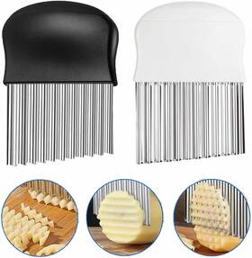 Nioipxa 705415378910 Crinkle Cutter Stainless Steel Wavy Chopper - French Fry For Potatoes And