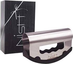 Nish Products 197644712021 Salad Choppers Mezzaluna With Protective Cover Mincing Knives V