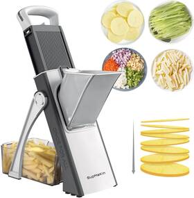 Nobrand 840751148619 Upgrade Safe Mandoline Slicer Adjustable Vegetable Potato Chopper Graywhite