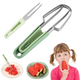1016706 Nqeuepn 3-in-1 Watermelon Fork Slicer Cutter Stainless Steel Knife Fruit Cutting Tool