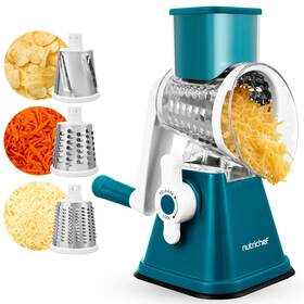Ncchs3drgn Nutrichef 3 In 1 Cheese Grater And Shredder Strong Suction Base 9.45 Inch Green