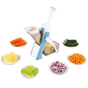 Once For All 727156898816 Safe Mandoline Slicer 5 In 1 Vegetable Cutter Strips Julienne Dicer Adjustab