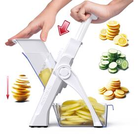 Js004 Once For All Mandoline Food Slicer Adjustable Slices 0.1-8mm White