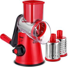 Onestop-stores 313049848886 Rotary Cheese Grater Kitchen Mandoline Vegetable Slicer With 3 Interchangeable