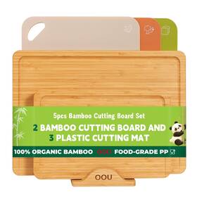 Cb0036 Oou Bamboo Cutting Board For Kitchen Wooden Set With Holder. 2
