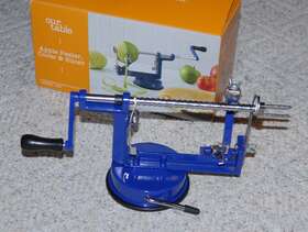 Our Table 444800387396 Apple Peeler Fruit Slicer Corer With Stainless Steel Blade And Suction Base Blue