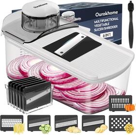 Ourokb860w-c-6 Ourokhome Vegetable Mandolin Slicer 6 Blades Hand Safe Food Shredder Waffle Cutter
