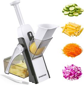 My-js01-hui Oykefaw Safe Mandoline Slicer For Kitchen 5 In 1 Vegetable Food Chopper Grey White