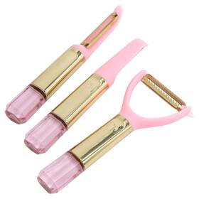 Paris Hilton 741393009446 3 Piece Peeler Set With Pink Jewel Shaped Handle Dishwasher Safe