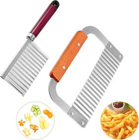 Patelai 445015112165 2 Pieces Crinkle Cutters For Vegetable Potatoes Fries Stainless Steel Wavy Slic