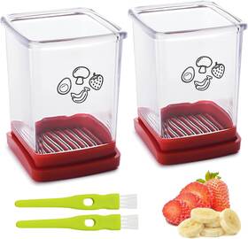 202506 Phoyen 2 Pcs Strawberry Slicer Fruit Cup Cutter With Push Plate S