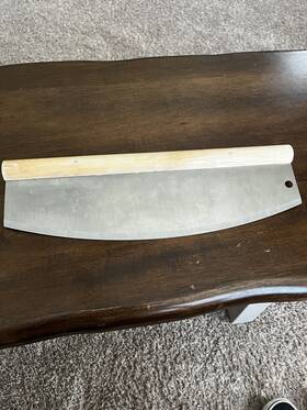 Pc0320 Pizzacraft Rocking Pizza Cutter Stainless Steel Blade Acacia Wood Handle
