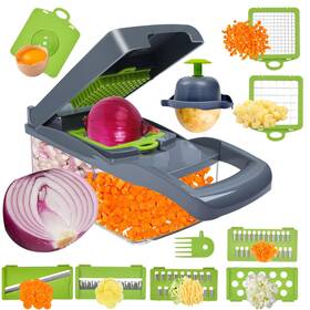 Chopper12-in-1 Plutuus 791872141969 Vegetable Multifunctional Veggie Choppergrey Kitchen