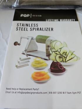 Pop 500316641596 Spiralizer Vegetable Stainless Steel Grade Slicer Zoodle Veggie Heavy Duty