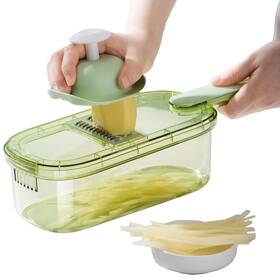 Premius 769548728905 6-in-1 Mandoline Slicer With Storage Bin And Handle By Plastic Container