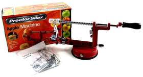 Proctor Silex 797063306612 Red Metal Apple Peeling Machine Suction Bottom Extra Blades New