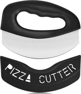 Proxxi 445006823858 Heavy Duty Stainless Steel Pizza Cutter With Cover Super Sharp Bla