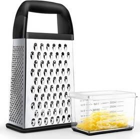 Puptily 717382424309 Cheese Grater With Container Professional Box 4 Sides Black