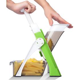 Js01-green Qiecai Safe Mandoline Slicer For Kitchen Professional Vegetable Chopper With Contai