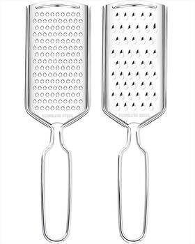 2pcs-0526 Qiifaiikooii Lemon Zester Grater 2 Piece Suit Stainless Steel Cheese Size Silver