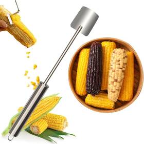Qiqig 313026174113 Stainless Steel Corn Peeler - On The Cob Remover Easy Clean Suitable