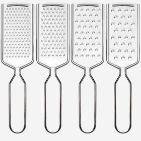 Cheese-4pcs-062733 Qivorimith 4 Pcs Cheese Grater Stainless Steel Large Medium Small Silver