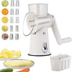 Quantumcraft Premium Grade 165406406465 5 In 1 Rotary Cheese Grater - Hand Crank Vegetable Slicer Easy To Clean With