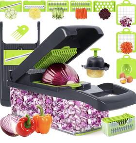 Raiqee 727156803728 15-in-1 Professional Vegetable Chopper And Slicer Adjustable With Container