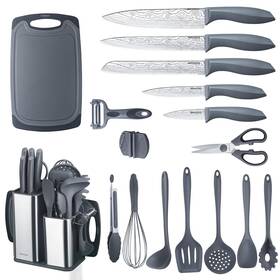 Knife-18k Raxco Cooking Utensils Set 18-piece Damascus Texture Knifes And Kitchen Gadge