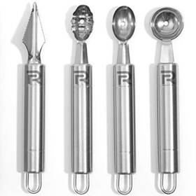 Riveira 750258856217 Melon Baller Scoop Set Stainless Steel 4-piece Carving Knife Watermelon Canta