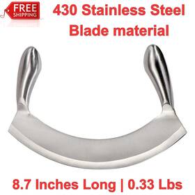 84-170 Roqila 8.7 Inch Stainless Steel Mezzaluna Knife - Salad Chopper Rocker Pizza Cutter