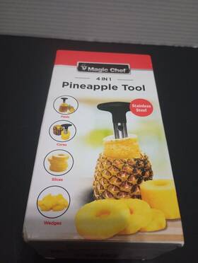 Sametech 744591739368 Magic Chef Easy Kitchen Tool Stainless Steel Fruit Pineapple 4 In 1