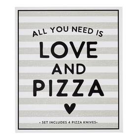 Santa Barbara Design Studio 195002477957 Pizza Knife Set Gift Book Box 4-count Love And