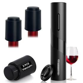 Saraudy 085353539278 Aa Battery-powered Electric Wine Opener With 2 Vacuum Stoppers Foil Cutter