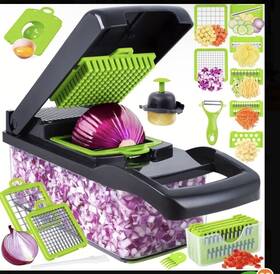 Shutkmvcw 729604233132 Grey 14 In 1 Multifunctional Veggie Chopper And Cutter - Onion Salad Mo