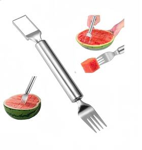 Sietfresa 774049509519 2-in-1 Watermelon Fork Slicer Cutter Stainless Steel Silver Gray