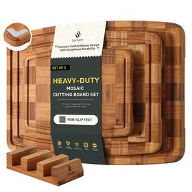 S-stphzb-006 Socisen 3 Pack Bamboo Cutting Board Set Non Toxic Wooden For Kitchen No