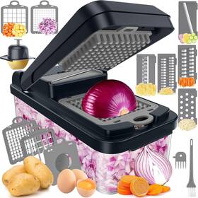 Spacehacks 744110859393 12-in-1 Vegetable Chopper Kitchen Gadgets With 7 Blades Veggie Food Onion Ch