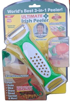 Spark Innovations 850018026321 New 3-in-1 Ultimate Irish Peeler Worlds Best With Bonus Spiralizer Astv