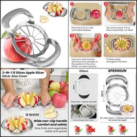 As01 Speensun Apple Slicer And Corer All-metal Construction Cutter With 12 Stainless Steel