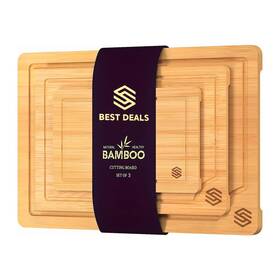 Ss Best Deals 860012618989 2025 Wood Cutting Boards For Kitchen 3 Piece Large Bamboo Board Set
