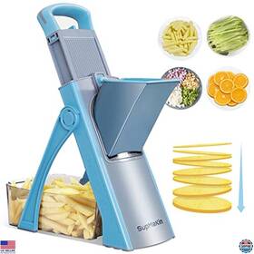 B09xtlhv5h Stanley Adjustable Mandoline Slicer Vegetable Chopper Potato And Fries Cutter Blue